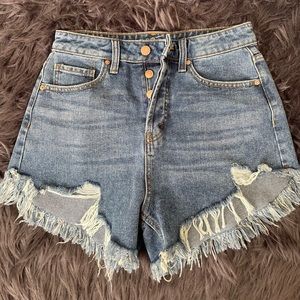High waisted jean shorts